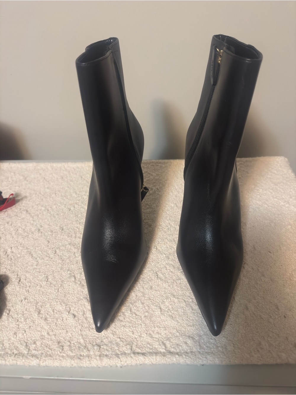SCHUTZ Black Pointed Toe Ankle Heeled Boots